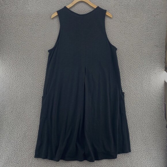 J Jill Dress Womens Large Black Modal Blend Swing Tee Shirt Pleated Pockets Knit - Picture 3 of 11